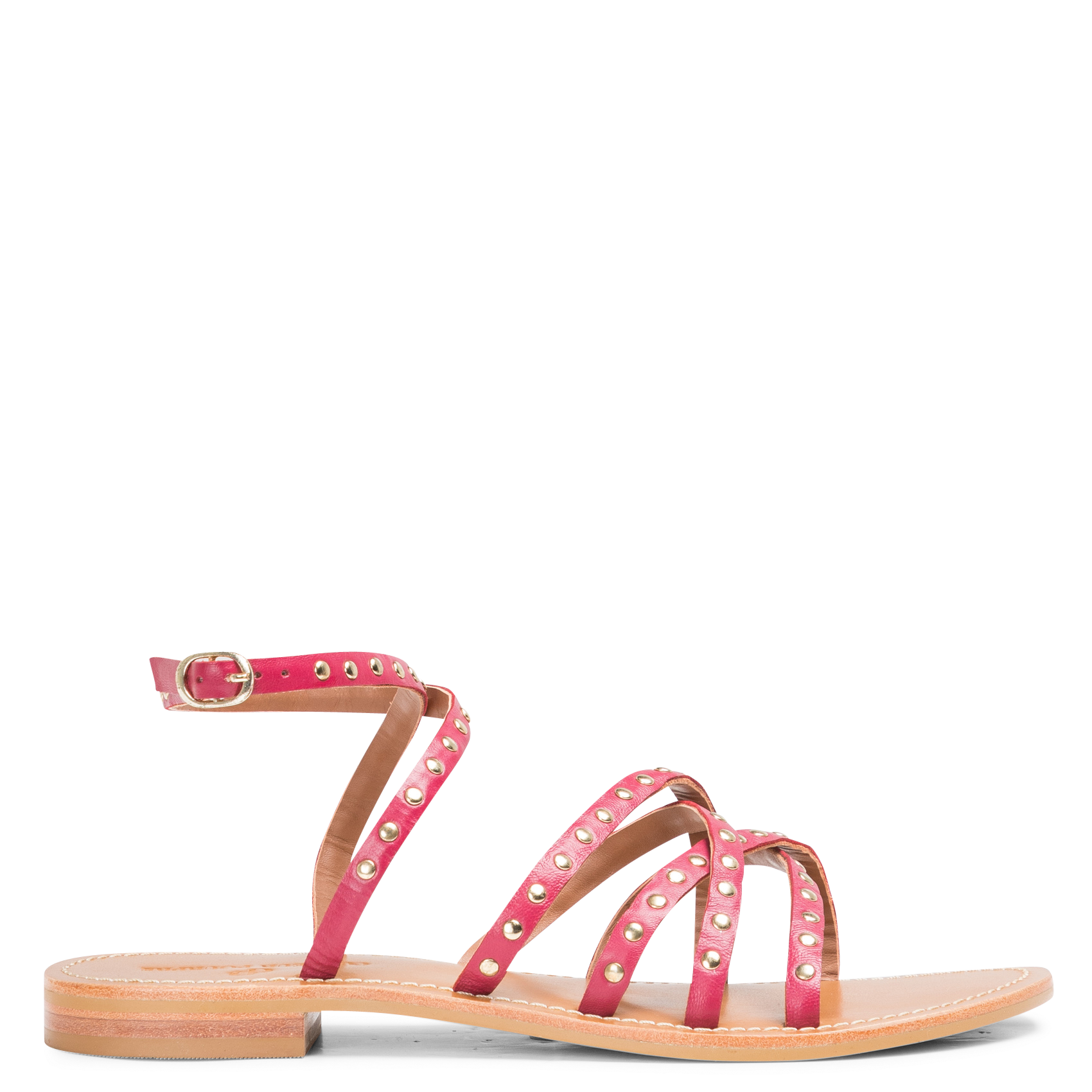MURIAS - Sandales plates à studs en cuir | Rose