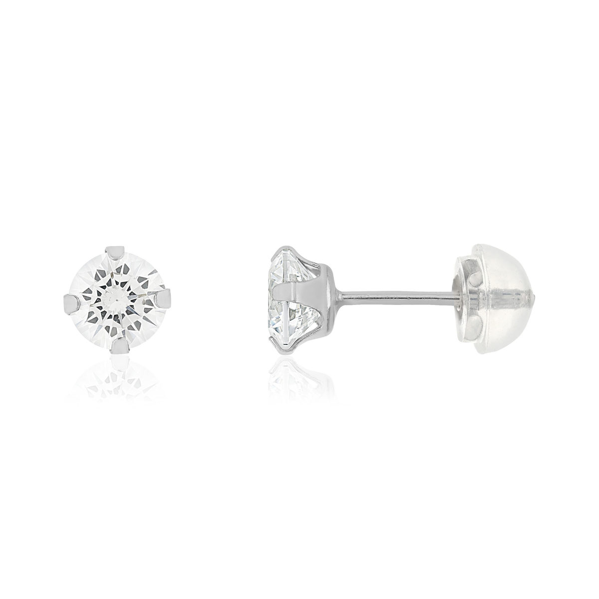 Boucles d'oreille or 375 blanc zirconias blancs