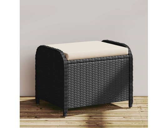 VIDAXL - Pouf Tabouret de jardin avec coussin noir 58x46x46 cm résine tres...