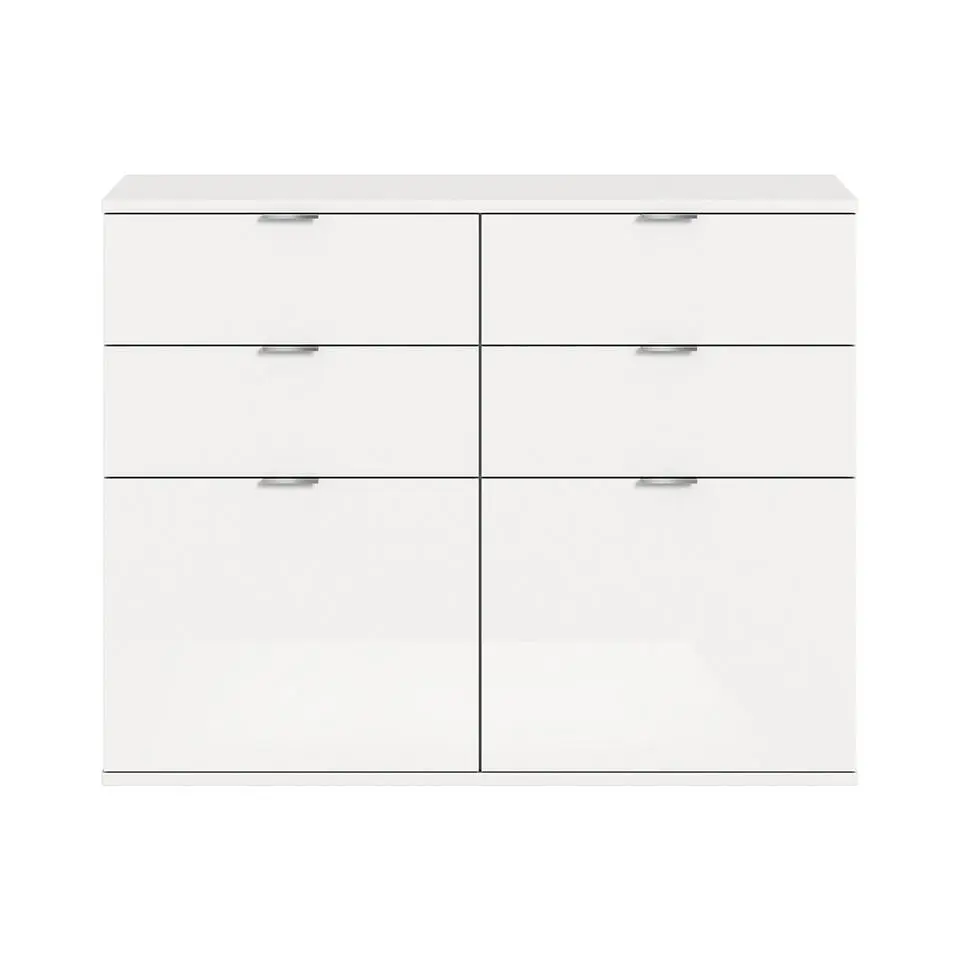 Hioshop ProjektX schoenenkast 4 laden 2 klepdeuren wit hoogglans