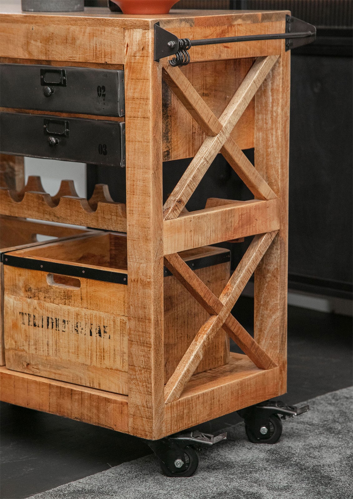 Servierwagen Warehouse 97x85x43 cm Mango massiv