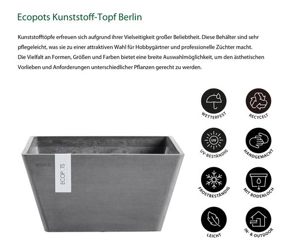 Ecopots Kunststoff-Topf Berlin, quadratisch