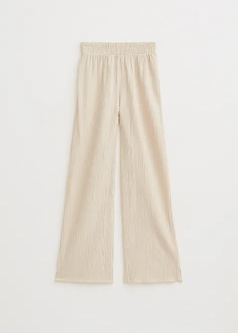 Wijde broek met structuur zand (ZND.L)
