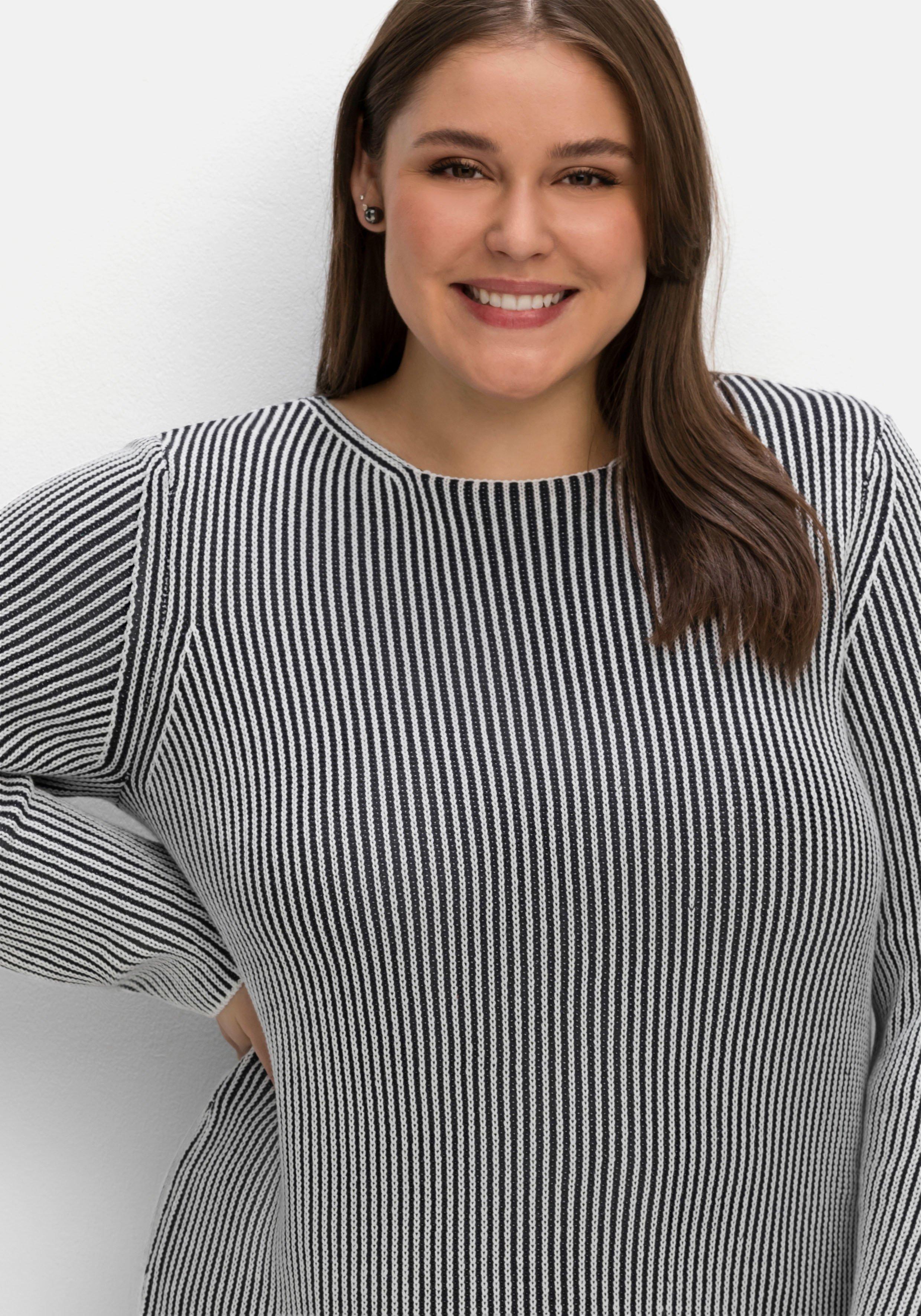 Strickpullover in zweifarbiger Rippoptik