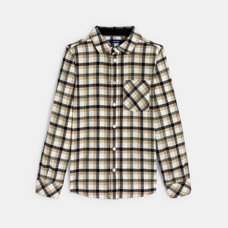 Chemise à carreaux beige Garçon