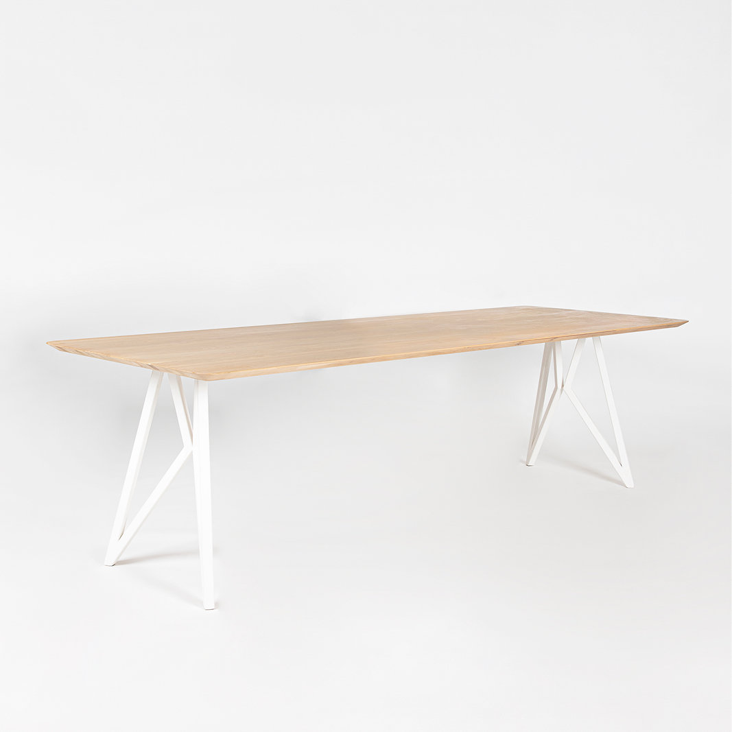 Studio HENK tafel Butterfly Blob - wit frame, hardwax light 3041 220 x 100 | HWO NL 3041 | Rechte Rand | Frame Wit