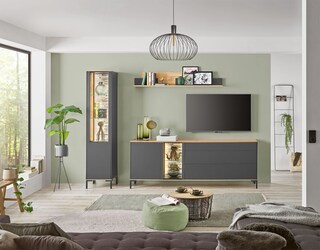 Wandboard Como 150x25x17 cm Anthrazit matt lack / Asteiche-Dekor