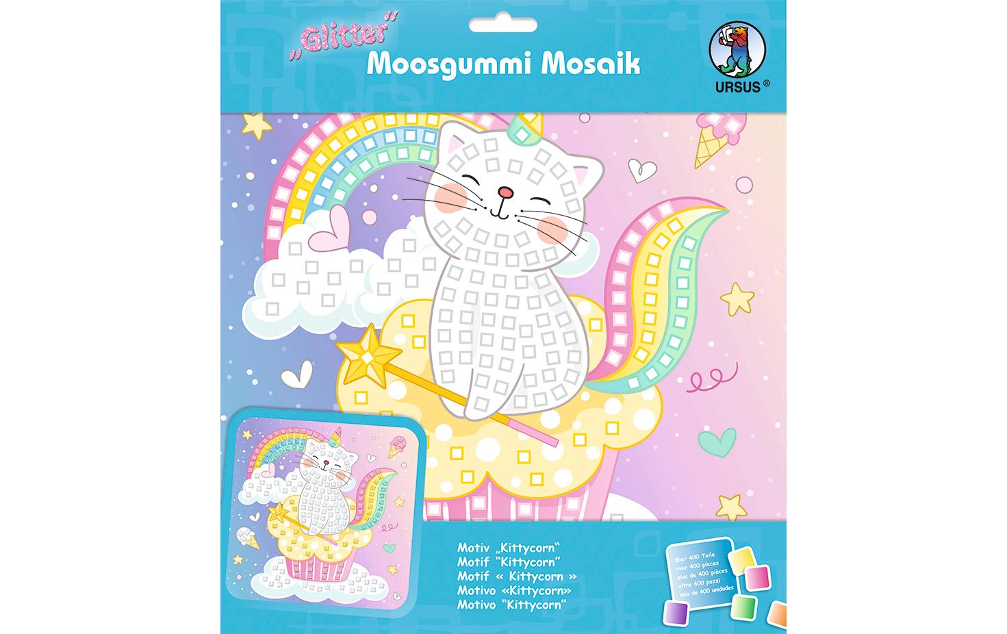 Moosgummi-Set Glitter Kittycorn, MehrfarbigMoosgummi Mosaik