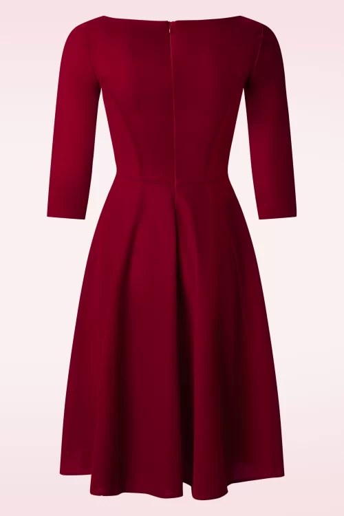 Hearts & Roses Valerie velours swing jurk in rood