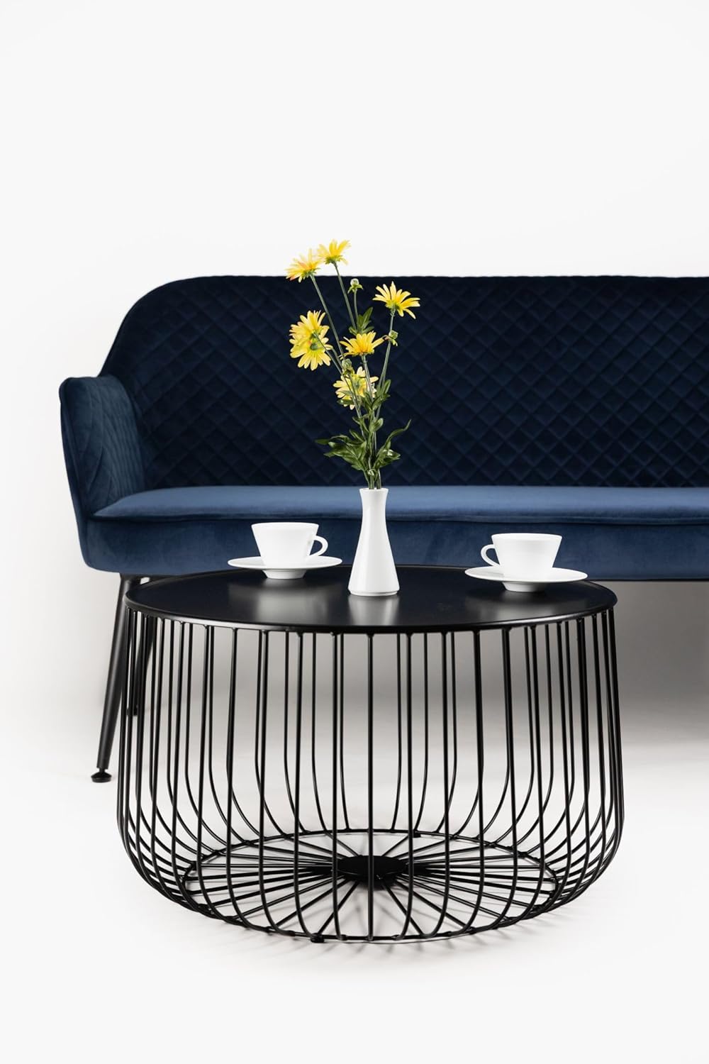 Premium Couchtisch aus Metall - CONO | schwarz | rund | Beistelltisch im edlen Design | Ø 62 cm | Höhe 36 cm | ideal für stilvolle Wohn- und Lounge-Bereiche