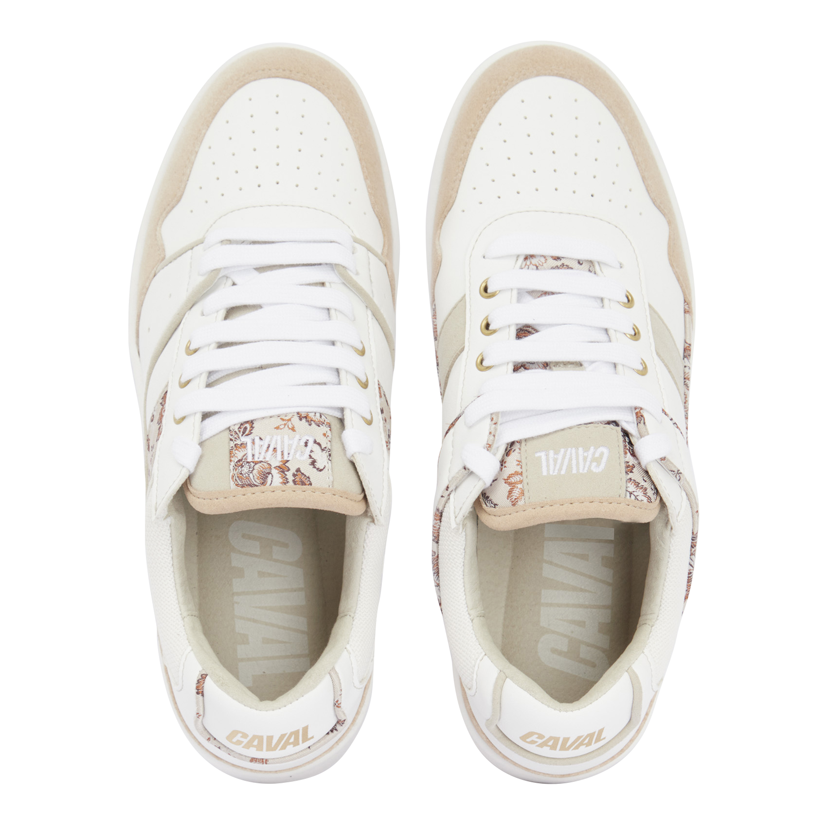 VEGAN FLORAL - Baskets basses en cuir| Beige