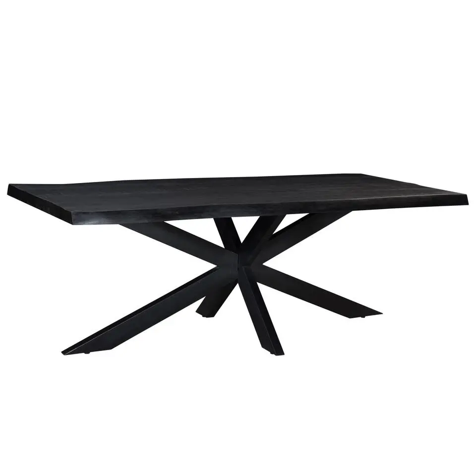 Livingfurn - Zwarte Eetkamertafel Kala - Mangohout - 220 cm