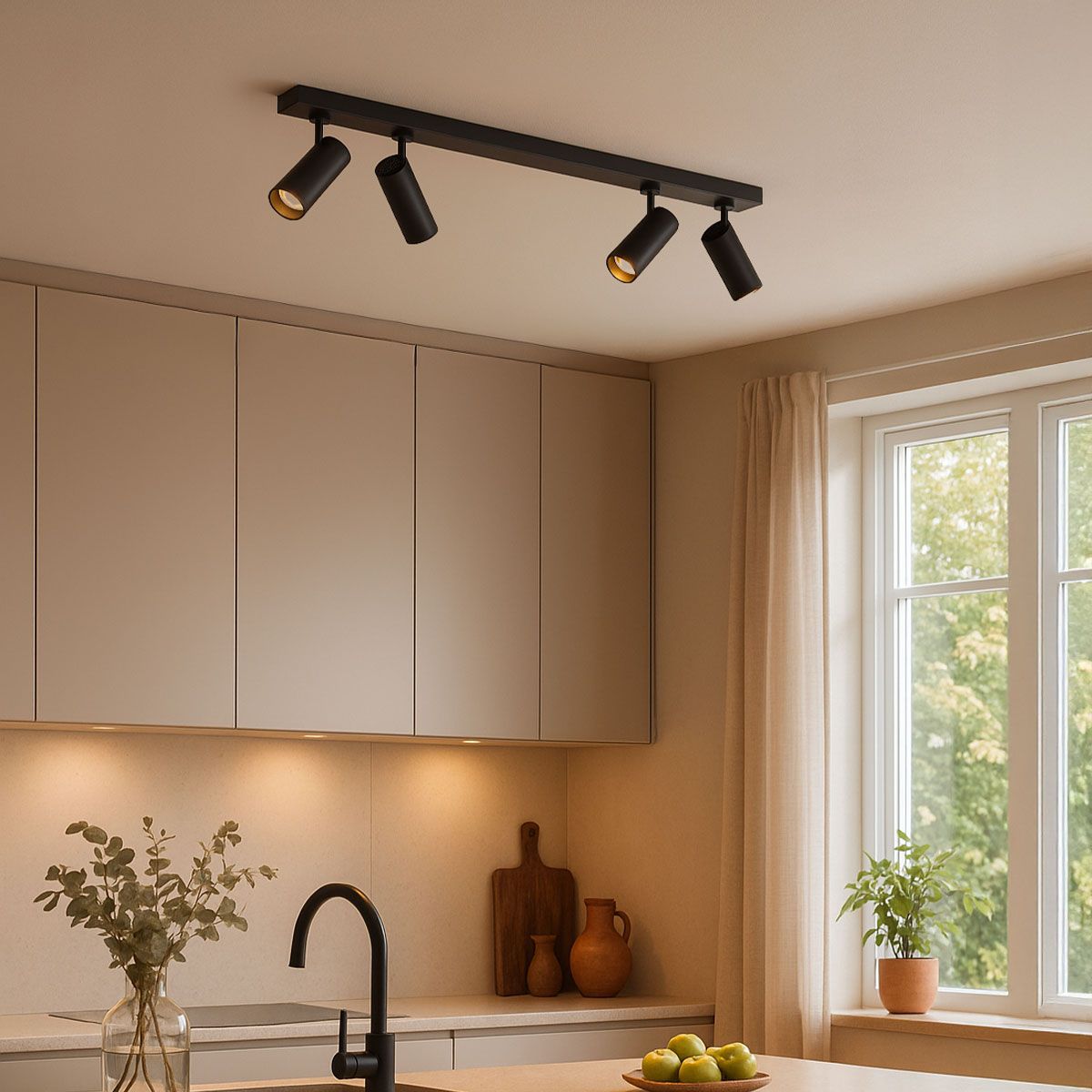 Moderne plafondlamp zwart incl. LED dimbaar 4-lichts - Tate