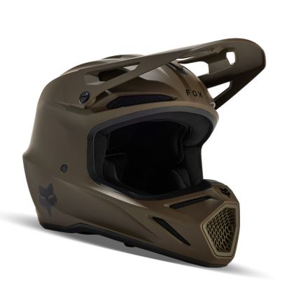 Casque cross Fox V3 - SOLID 2024 - Marron