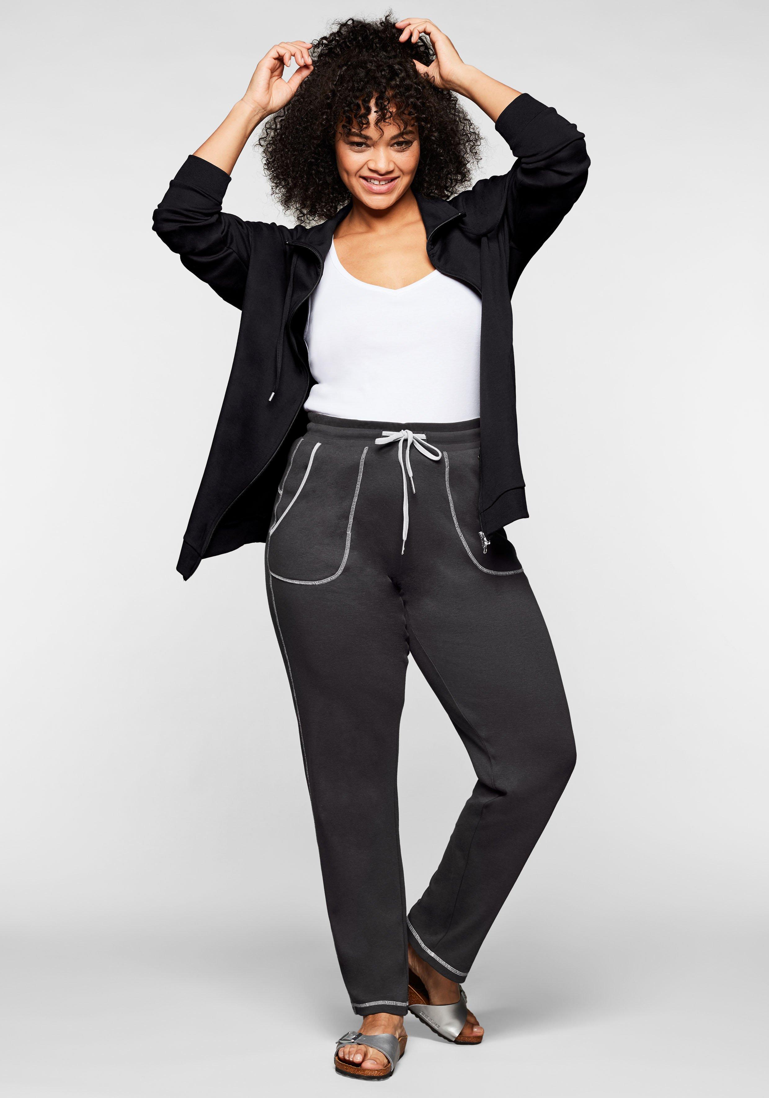 Sweatjacke mit Stehkragen und Bindeband