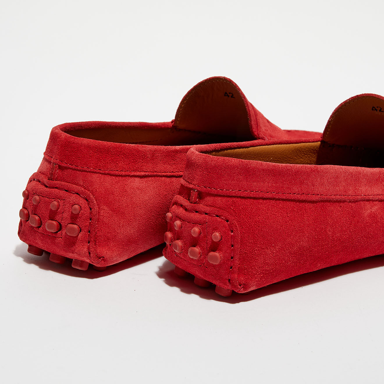 Loafers Mocassins en Velours de Cuir Martin rouges