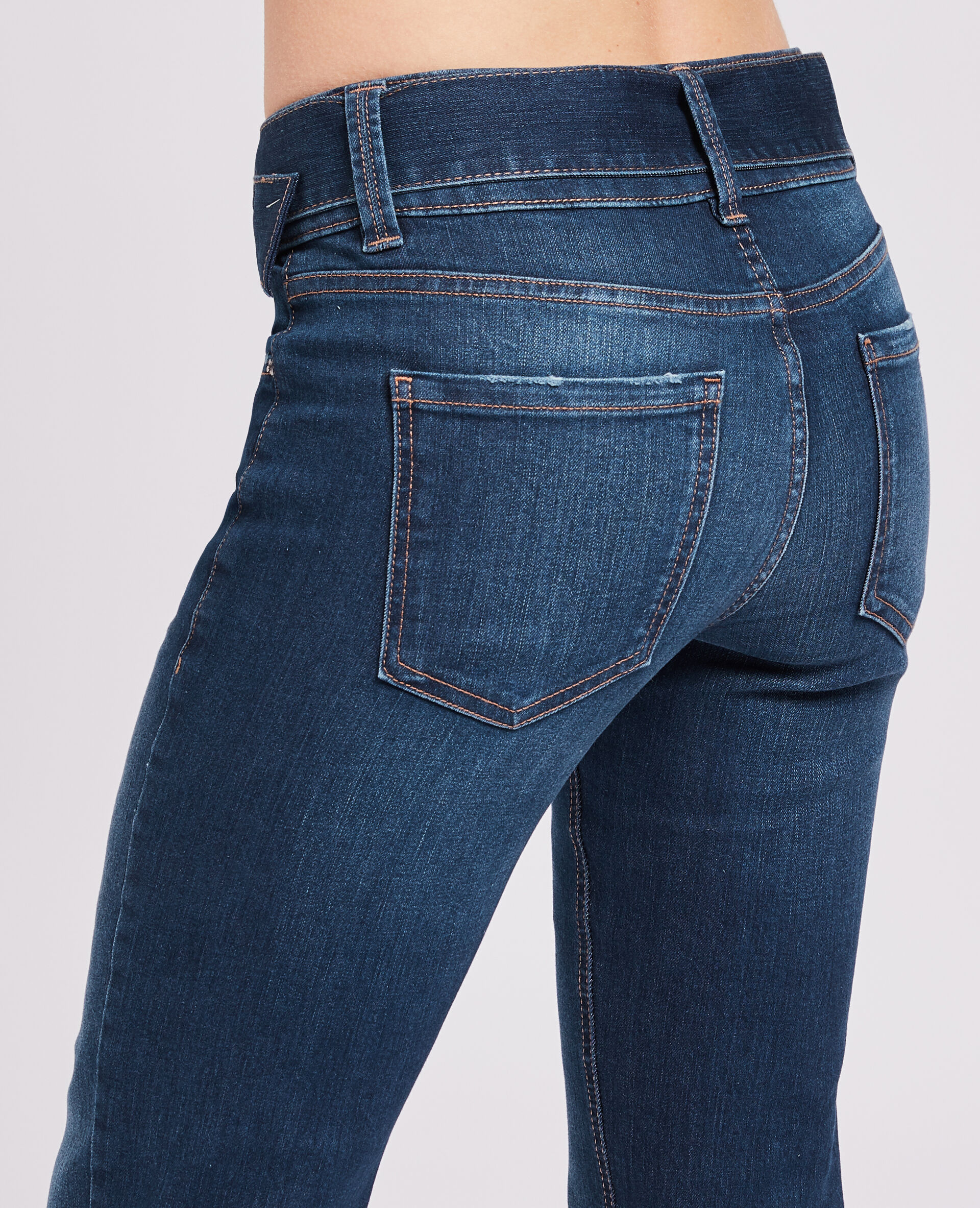 Jean flare taille basse avec ceinture - Bleu marine