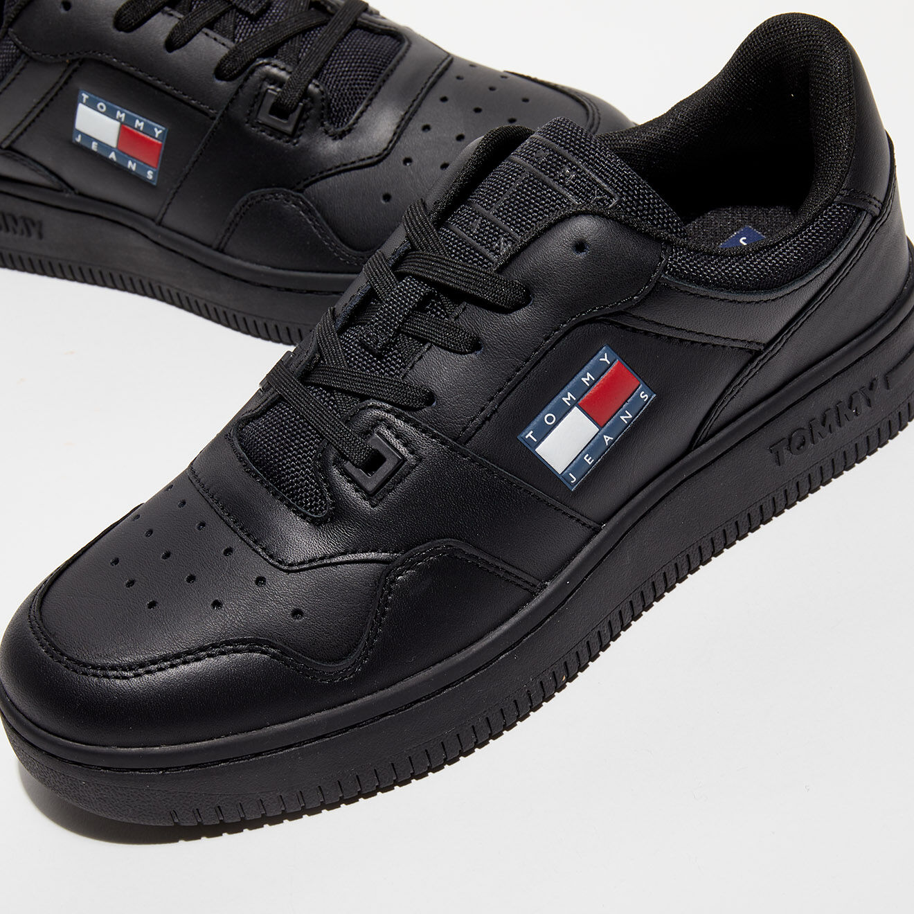 Tommy Jeans Baskets en Cuir Retro noires