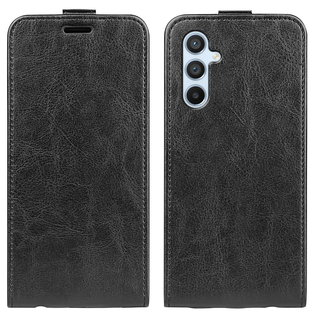 Samsung Galaxy A54 5G Leder Tasche Flip Cover Vertikal im Retro Look mit Kartenfach - Schwarz