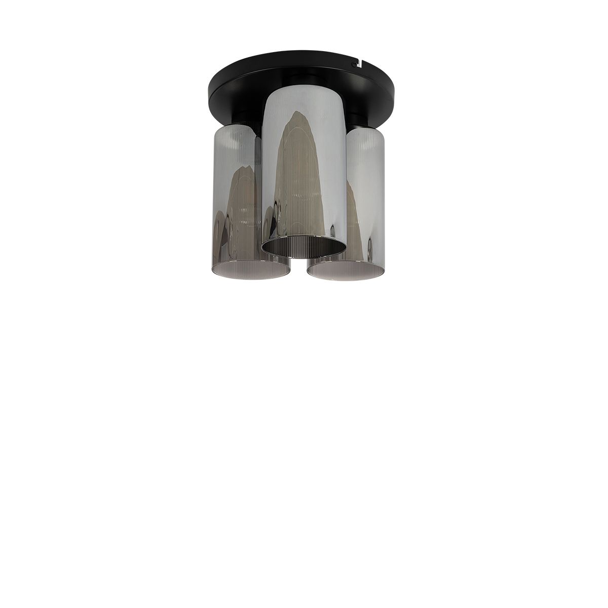 Art Deco plafondlamp zwart met smoke glas 3-lichts - Laura