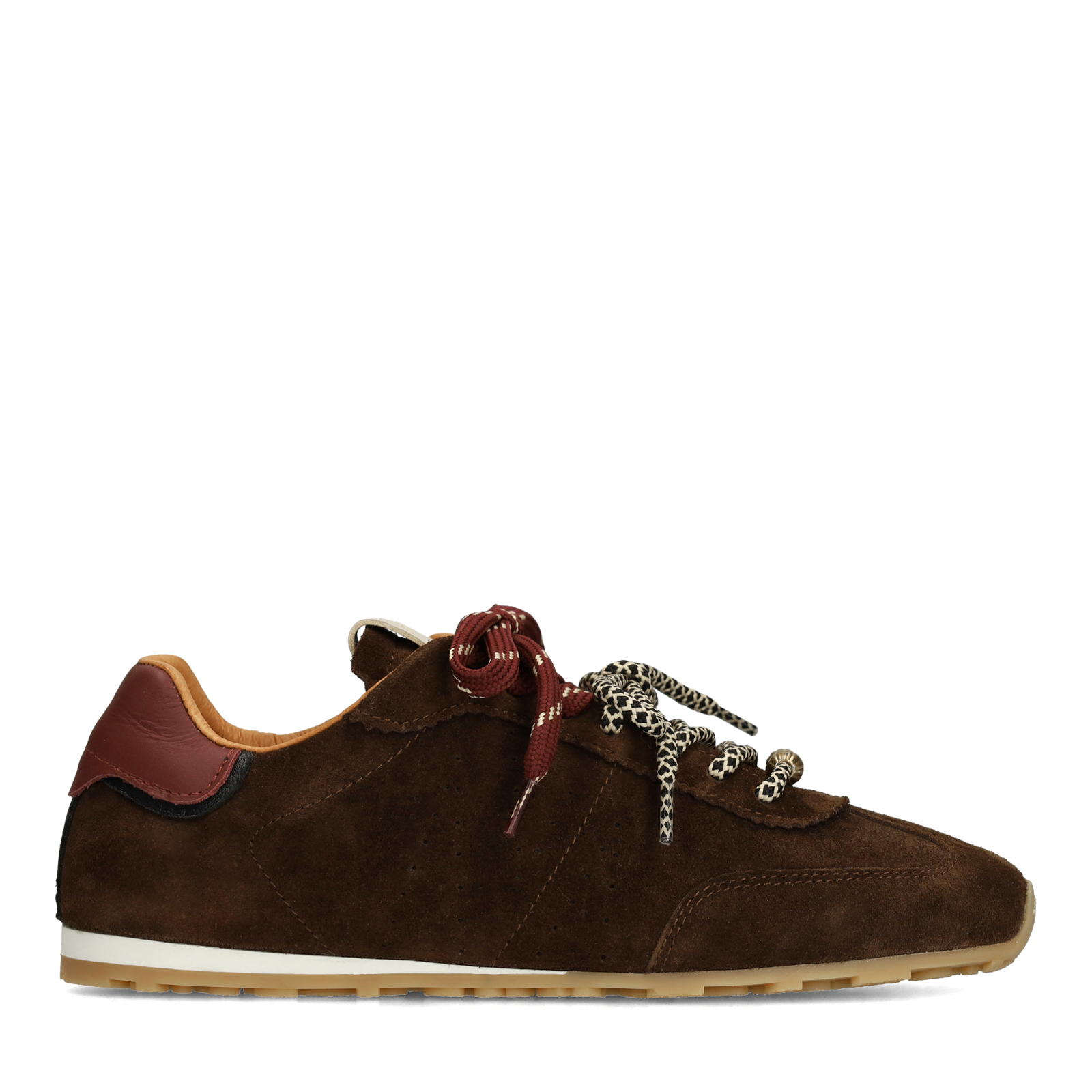 Bruine suède sneakers met dubbele vetersluiting