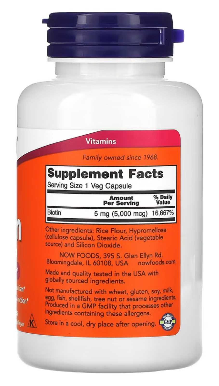 NOW Foods Biotina 5.000mcg 120 cápsulas vegetales