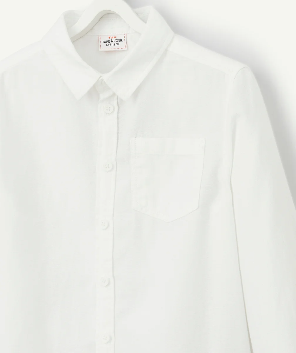 CHEMISE GARÇON BLANCHE EN COTON AVEC POCHE