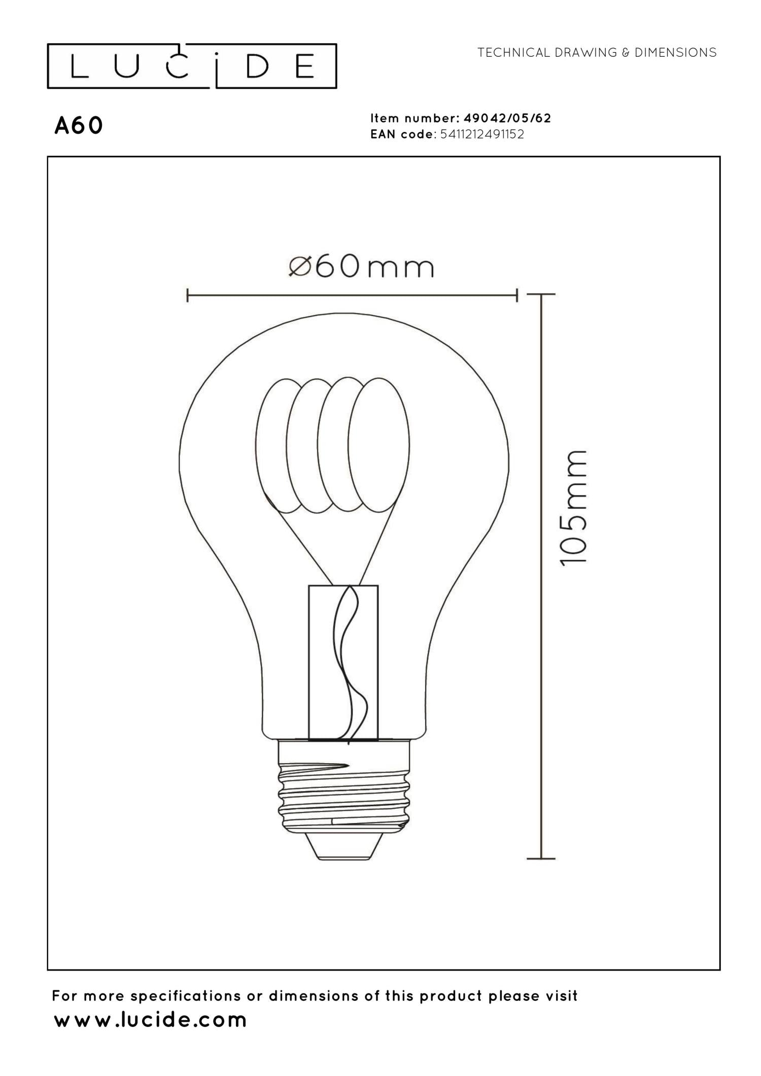 Lucide A60 Filament lamp - Amber (set van 2)