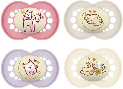 MAM Original Night Smokker 6-16m 4-Pack, Rosa/Nøytral