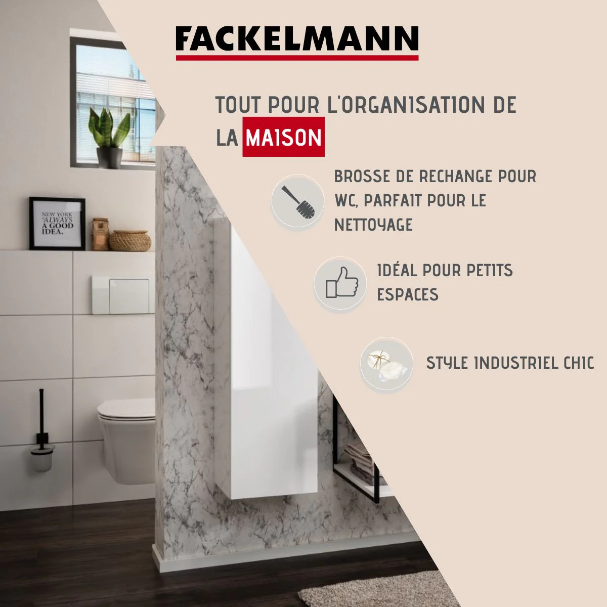 Brosse wc de rechange noir mat New York Fackelmann