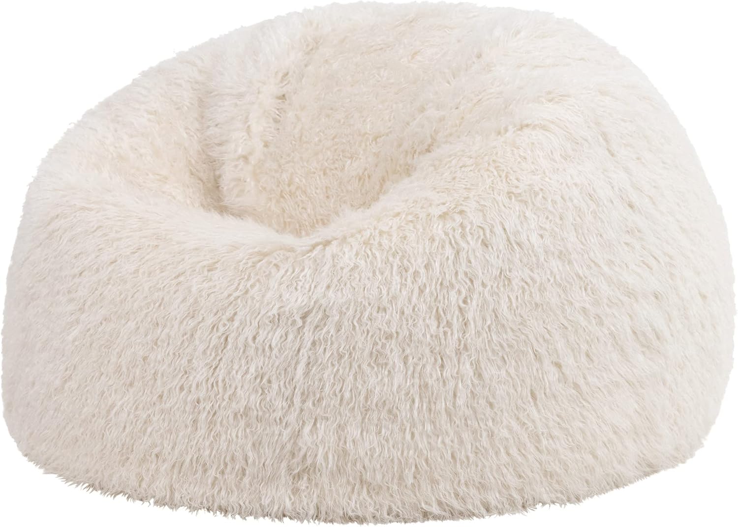 Icon Kunstfell Sitzsack, Mongolisch Weiß, Sitzsack Erwachsene mit Füllung, Bean Bag, Flauschig Sessel, Lounge Sessel, Lounge Stuhl, Schlafzimmer, Wohnzimmer, Wohnzimmer Möbel