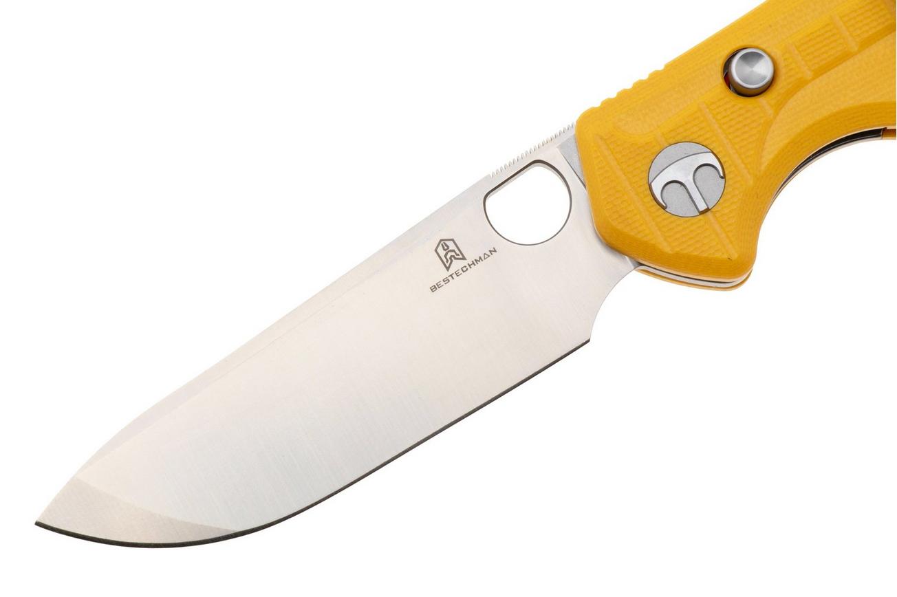 Bestechman Angry Owl BMK12A-1 Satin D2, Yellow G10, zakmes
