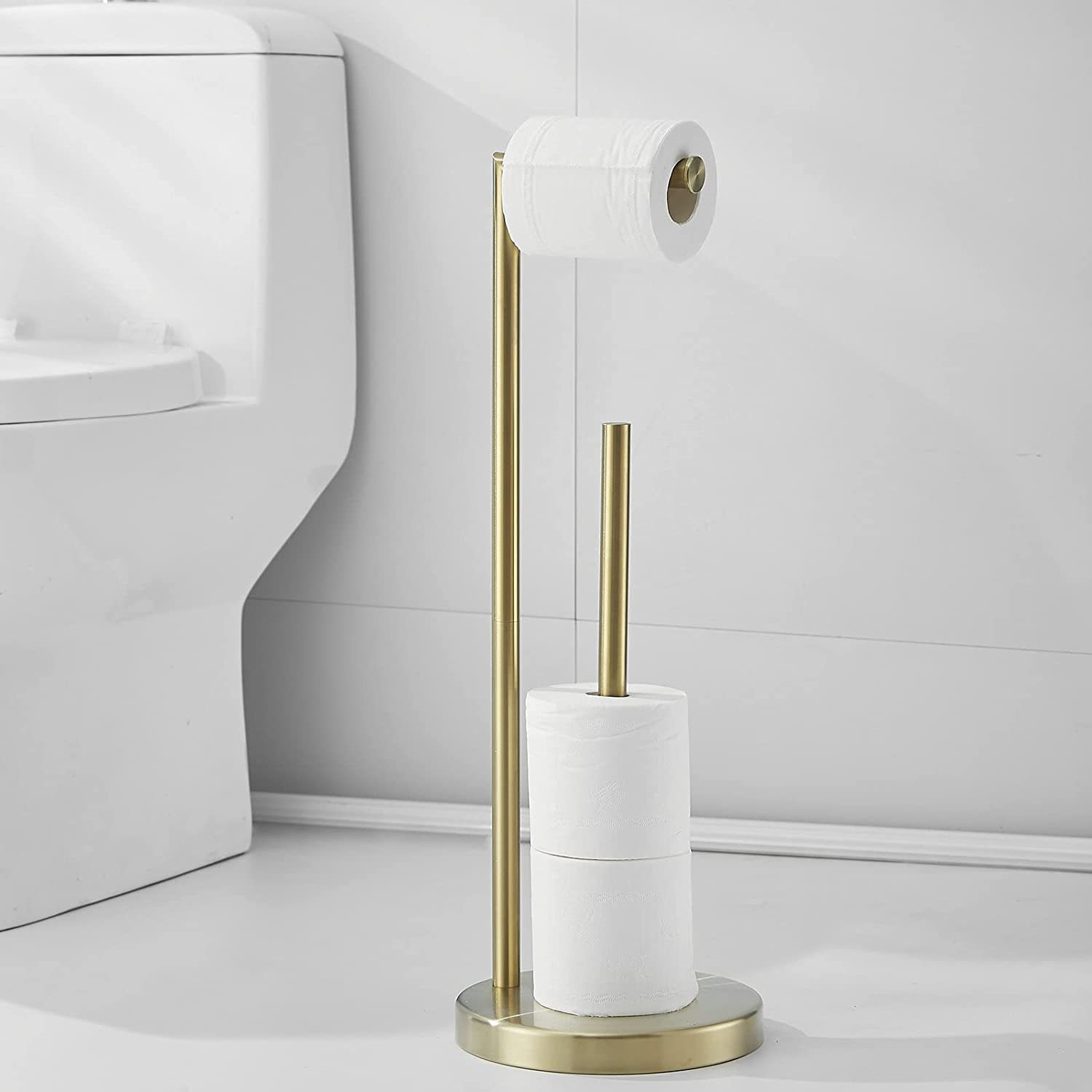 (55x17cm) Toiletten Papier Halterung Freistehender WC Papier Ständer - Gold