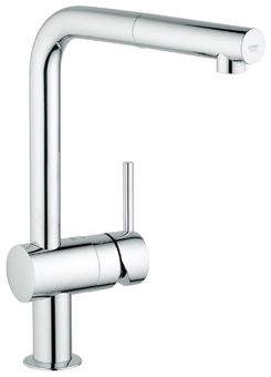 Grohe Minta 1-gats keukenkraan m. draaibare L-uitloop m. uittrekbare perlator chroom