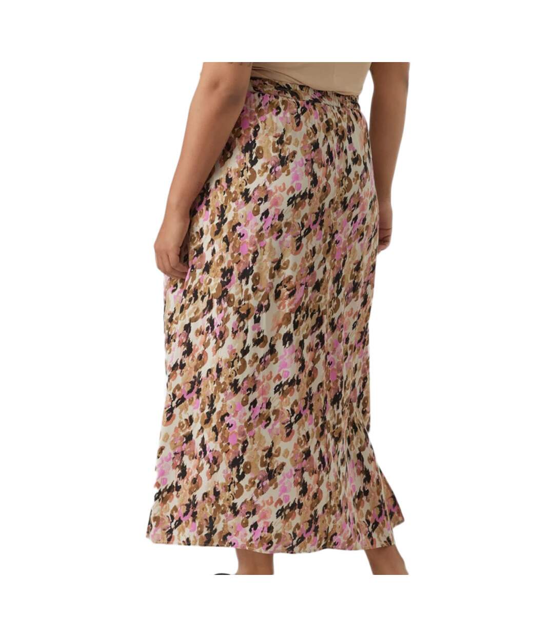 Jupe Longues Imprimé Beige/Rose Femme Vero CURVE Moda Measy