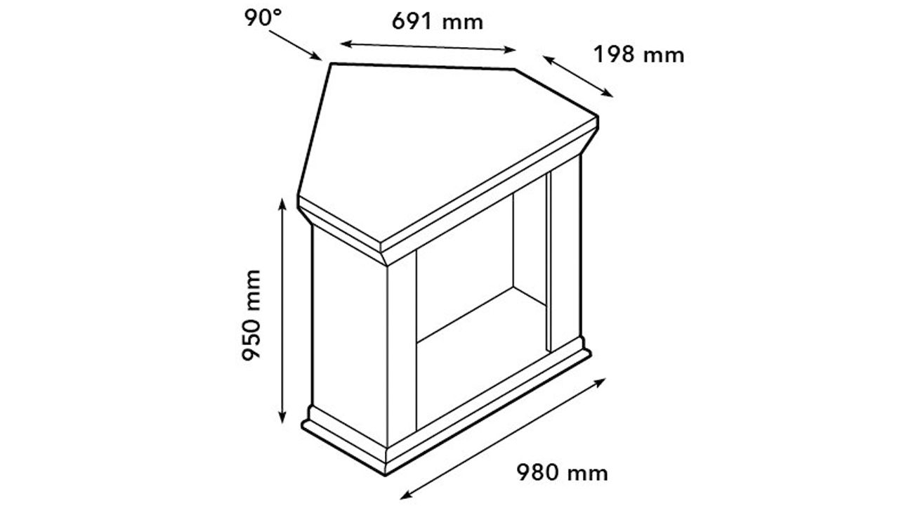 Elektrische Lucius LED haard Corner F02 Cadiz B98 x D69 x H95 cm