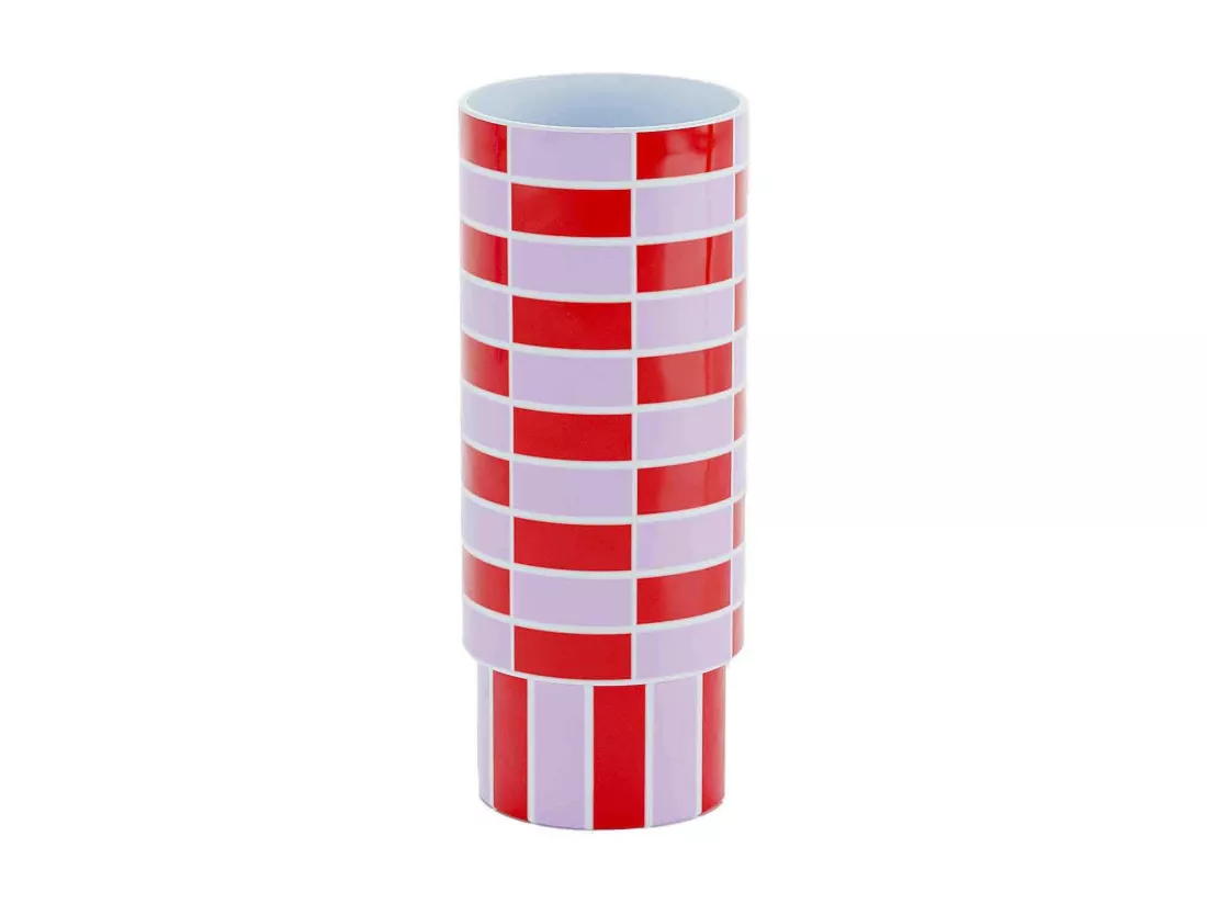 SOFIA - Vase céramique tube à damier