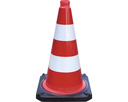 BASt-gekeurde verkeerskegel volgens TL PVC, tweedelige, volledig reflecterende folie type RA1/A, rood-wit, Ø 36 cm, 40 x 50 cm