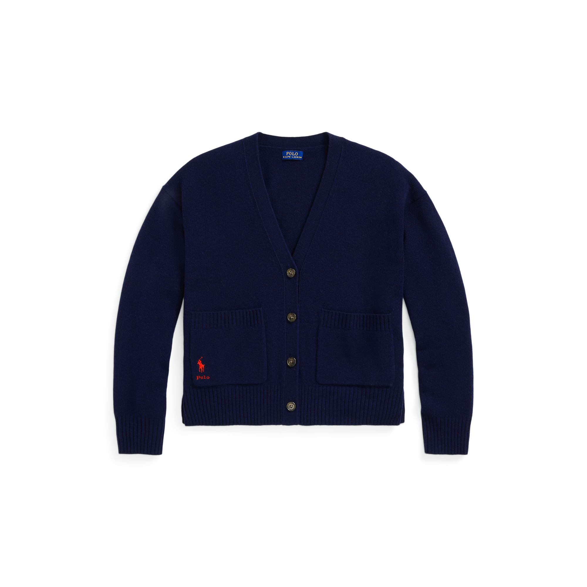 Gilet droit col V en laine et cachemire mélangé | Bleu
