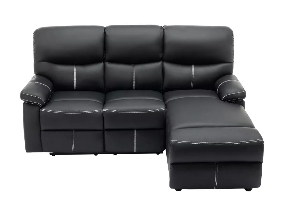 Canapé d'angle droit relax en simili noir CANBY