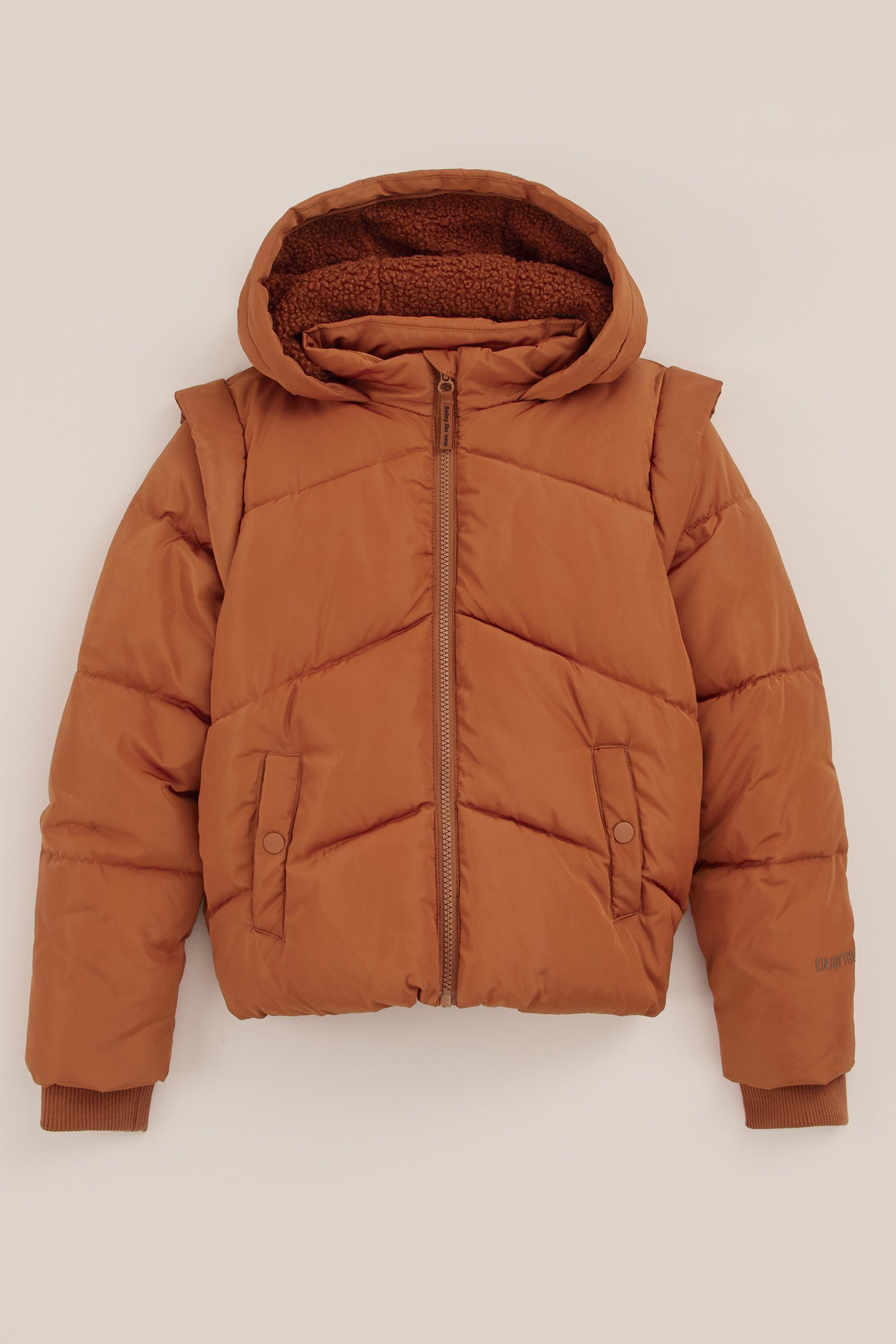 Meisjes gewatteerde jas WE Fashion Bruin