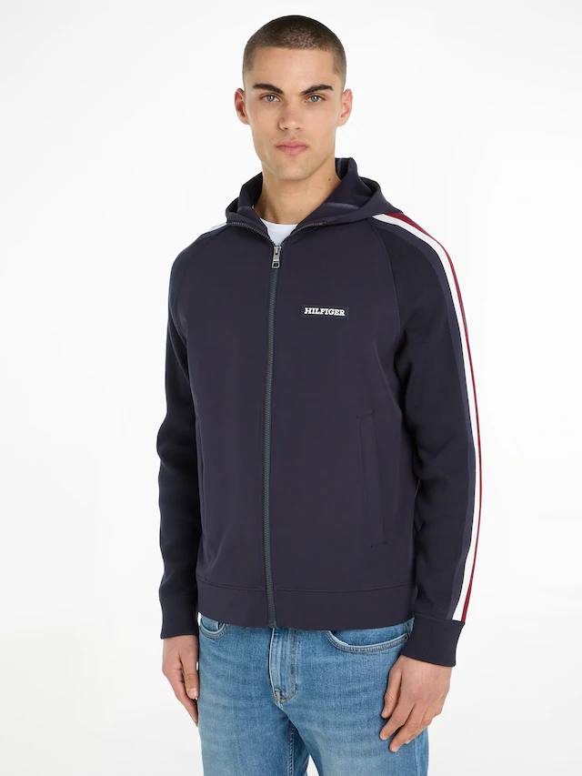 Tommy Hilfiger Kapuzenpullover »MIXED MEDIA HOODED SWEATER«, mit TH-Streifen an den Ärmeln
