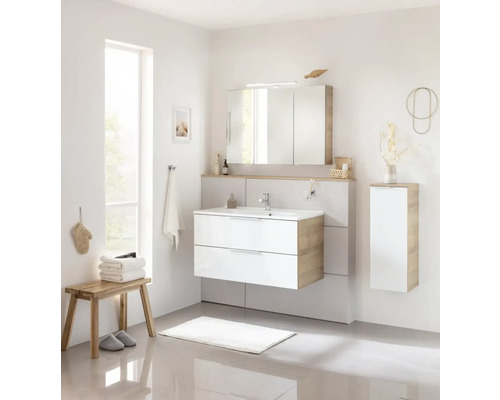 Middelhoge kast FACKELMANN B.brillant BxHxD 30,2 x 82,6 cm x 32 cm Frontkleur wit hoogglans 84043