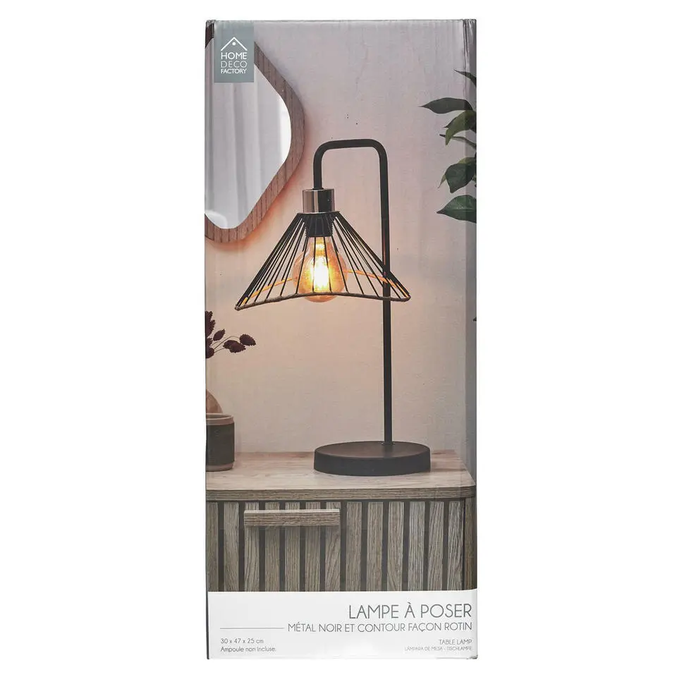 Home deco factory LED Tafellamp Loft - zwart - 30 x 47 x 25 cm