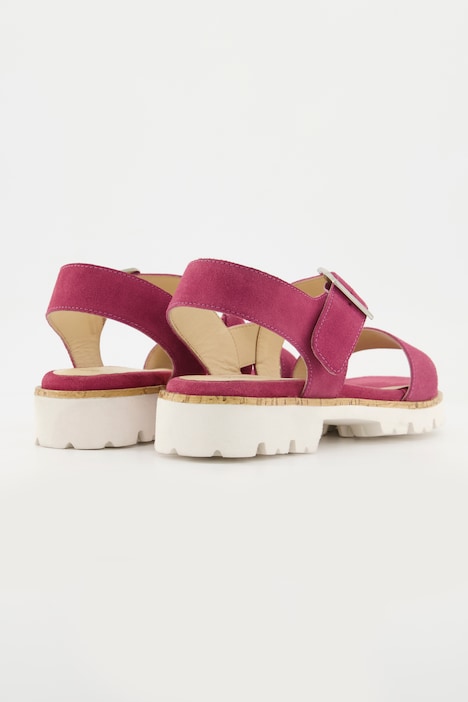 Leder-Sandaletten, Veloursleder, breite Riemen, Weite H