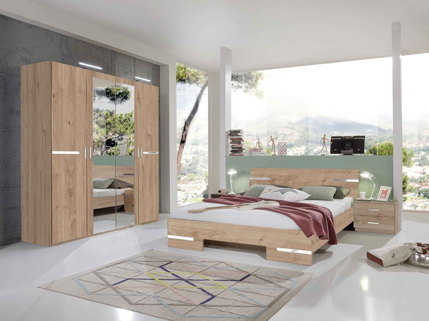 möbelando Schlafzimmer-Set >Anna< in Artisan Eiche NACHBILDUNG - 282x81x210cm (BxHxT)