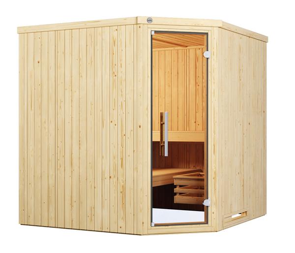 Weka Ecksauna Varberg mit Glastür inkl. Ofen,