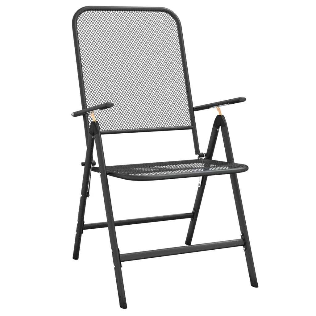 Mobilier à dîner salon de jardin 3 pièces maille métal anthracite