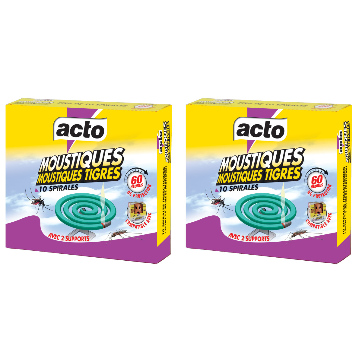 Lot de 20 spirales anti-moustiques acto : protection efficace contre moustiques