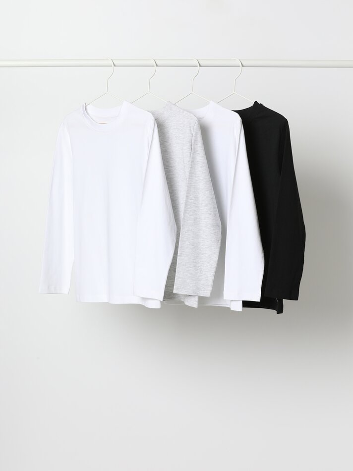 Pacote com 4 camisetas lisas de manga comprida - Brancas